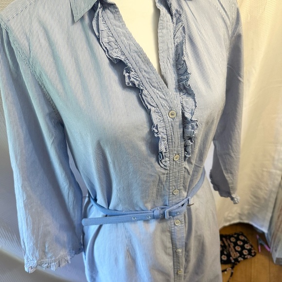 Talbots Cotton & Silk Blue striped dress 12 p - Picture 2 of 11